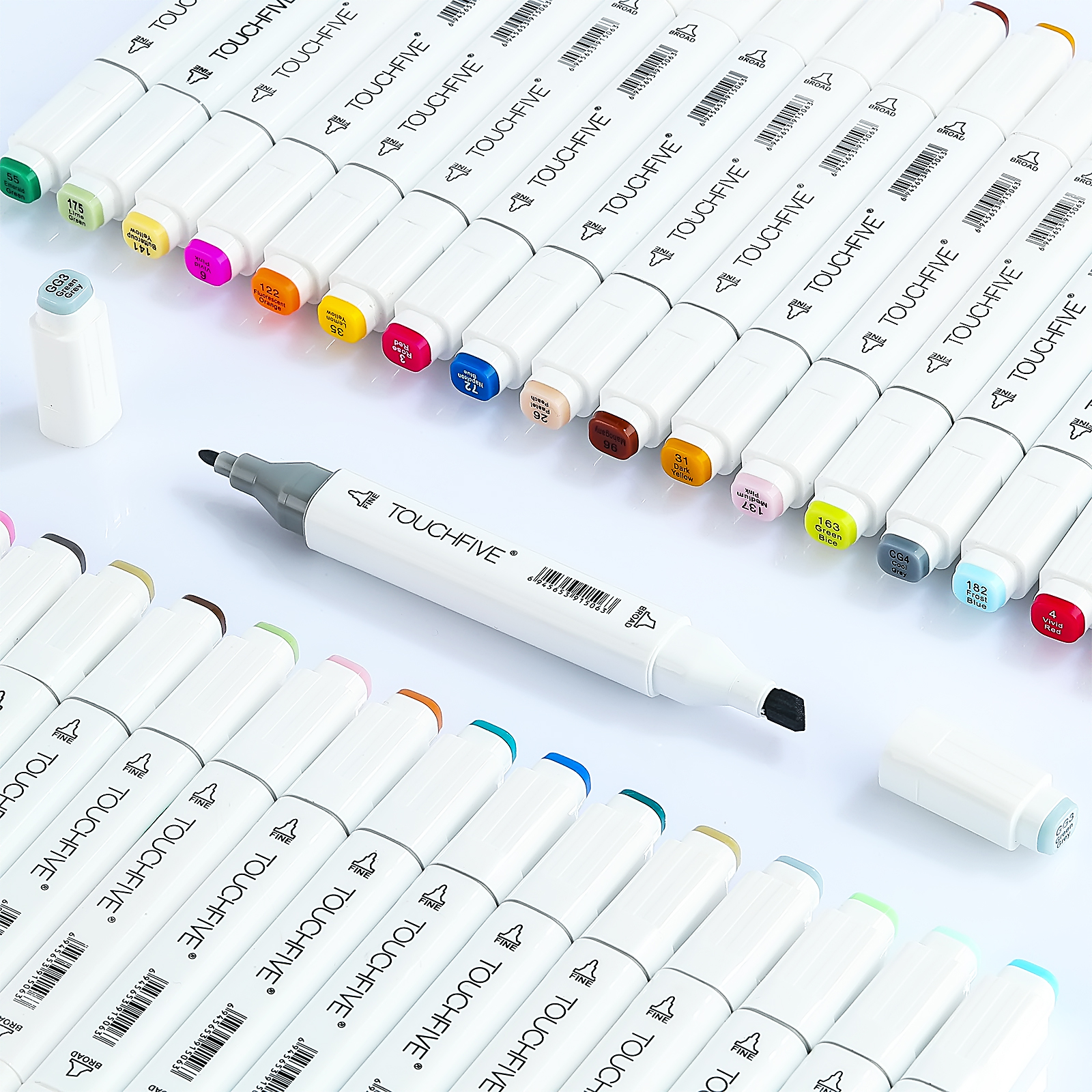 TOUCHFIVE 30/40/60/80/168 Color Markers Set Manga Drawing Markers Pen Alcohol Based Sketch Felt-Tip Twin Brush Pen Art Supplies