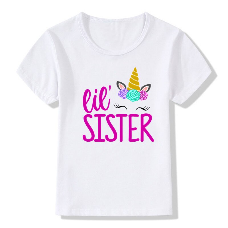 T-shirt manches courtes pour enfants, humoristique, licorne, grande/petite sœur, tenues assorties, vêtements pour enfants