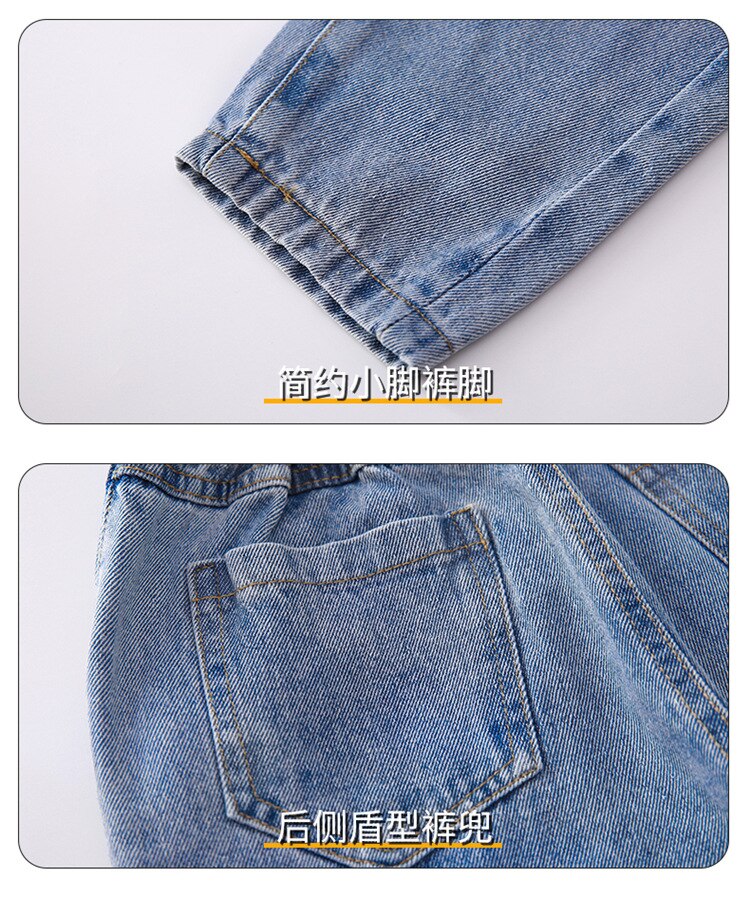 Barn flicka hög midja nit jeans 10 to 12 år raka lösa byxor vår höst tonåring tjejer outfit