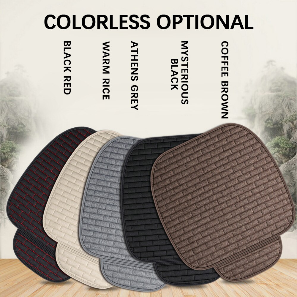 Car Seat Cover Front/Rear Flax Seat Protect Cushion Universal Breathable Comfortable Automobile Protector Pad Car Covers Mat