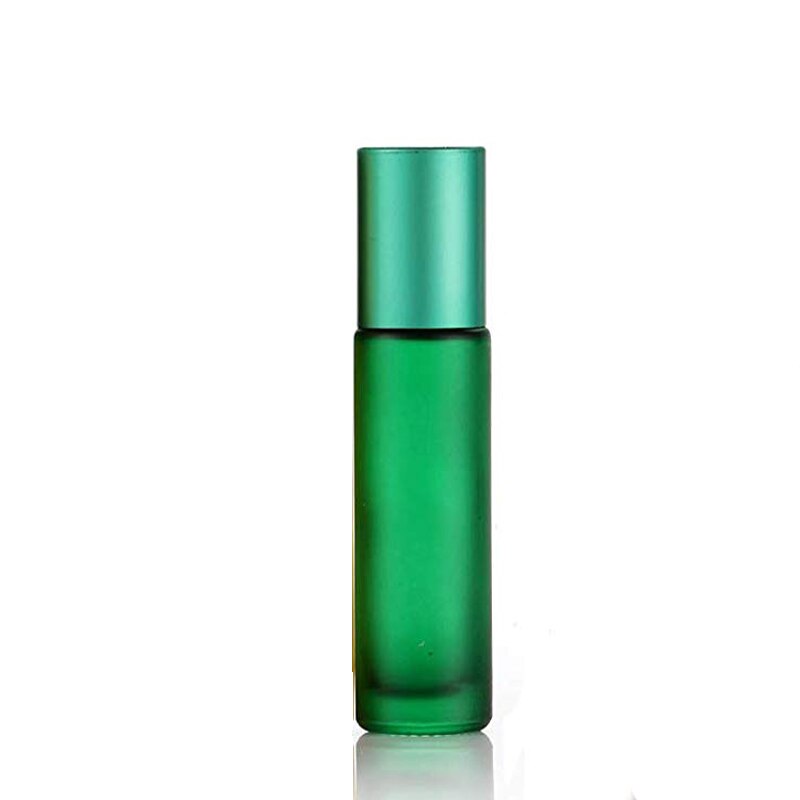 5pcs 10ml Portable Frosted Green Glass Roller Essential Oil Perfume Bottles Mist Container Travel Refillable Rollerball Vial: Default Title