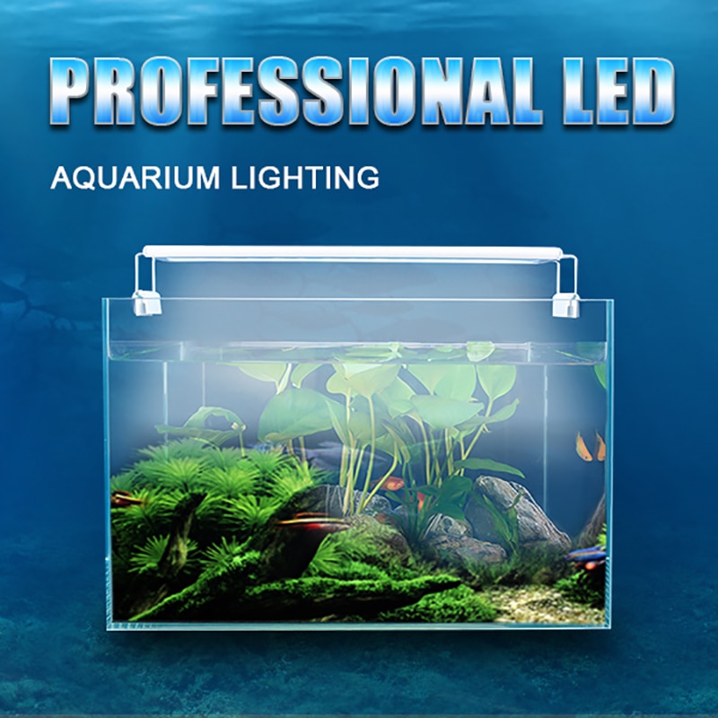 Akvarium led lys utvidbart slankt, dimbart clip-on akvarie lys 5w/6w/8w/10w/11w/13w/16w/20w fisketank led lampe belysning