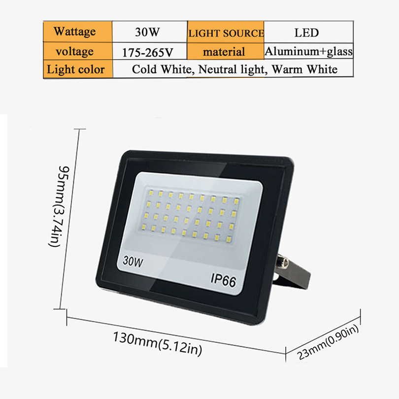Projecteur LED projecteurs extérieurs étanche IP66 220V 10W 20W 30W 50W 100W 150W 200W 300W éclairage extérieur de panneau d'affichage d'usine: S / orange
