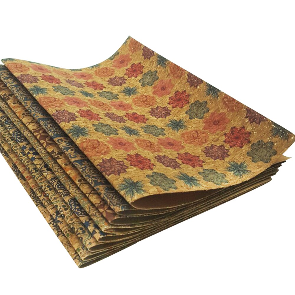 Qibu 22*30 Cm Gedrukt Zachte Kurk Stof Kleding Handtas Synthetisch Leer Diy Naaien Materialen Kledingstuk Diy Ambachten Textiel materiaal