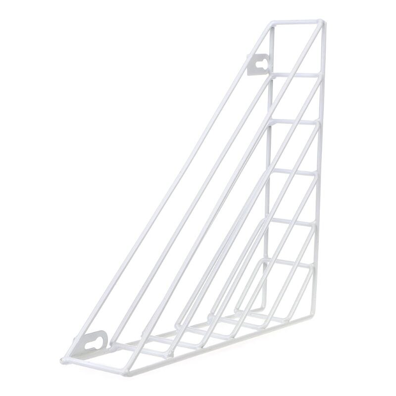 Revistero de hierro geométrico nórdico, cesta de pared, organizador para el hogar, decoración,: Blanco