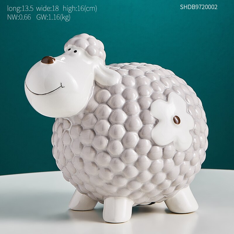 Modern minimalist resin animal model lamb bedroom living room desktop decoration children's piggy bank storage tank DXUIALOI: b021