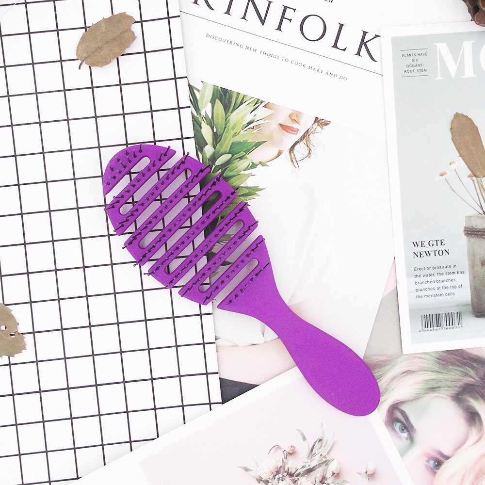wet brush Comb tool barber Hair Brush Hair Styling Tools Anti Tangled Anti-static Head Massage Hairbrush Magic Comb: Purple