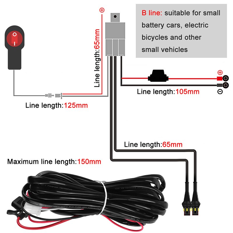 1set Wiring Harness for Led motorcycle headlights spotlight Wire Cable Switch Relay Kit Motorcycle ATV Driving Light Control