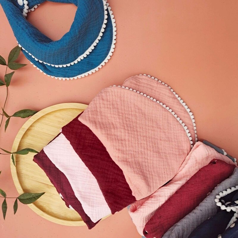 Bavoirs en coton pour -né, serviette d&#39;alimentation, Double couche, Triangle, écharpe, Bandana, garçons et filles