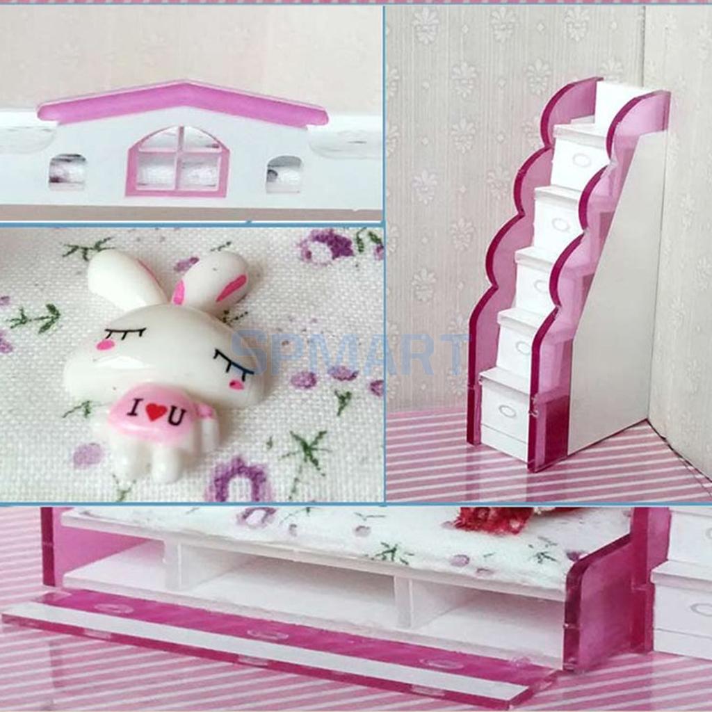 1/12 skala Dollhouse Miniatur Doppel Etagen Bett Modell für Puppen Haus Schlafzimmer Möbel Leben Szenen Dekoration Zimmer Zubehör #2