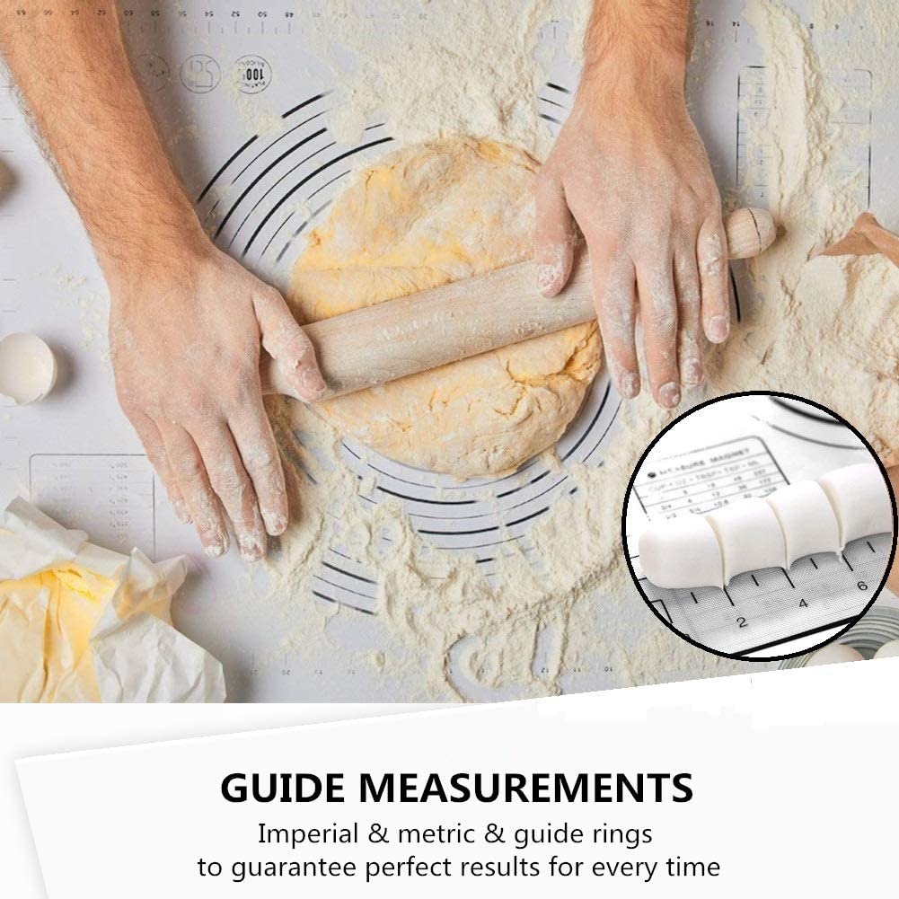 Almohadilla de amasar de silicona de gran tamaño, superficie antiadherente, estera de masa rodante con escala, hoja de pastelería para cocina, revestimiento para horno, utensilios para hornear