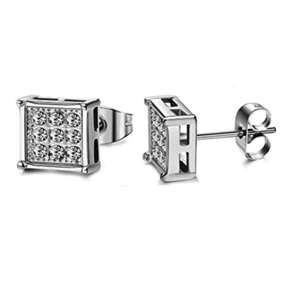 Anti-allergic 1 Pair Great Portable Men Earrings Cool Stud Earrings for School: Stainless Steel