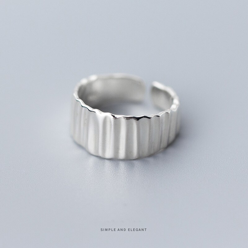 Modian Classic 925 Sterling Silver Geometric Simple Ring fit Women Hip Hop Style Free Size Ring Fine Jewelry Accessories