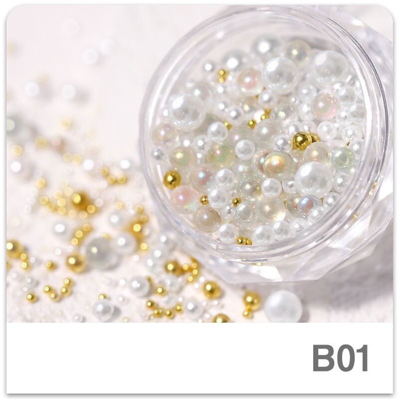 1 æske bittesmå ab krystal rhinestones til negle skinnende kaviar perler mikro glaskugler mix størrelse charme perler holo nail art dekorationer: B01