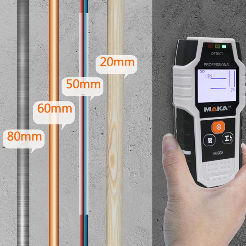 MAKA MK08 4 In 1 Sensor Wall Scanner Multifunction Stud Finder With Digital LCD Display For Wood AC Wire Metal Stud Detection