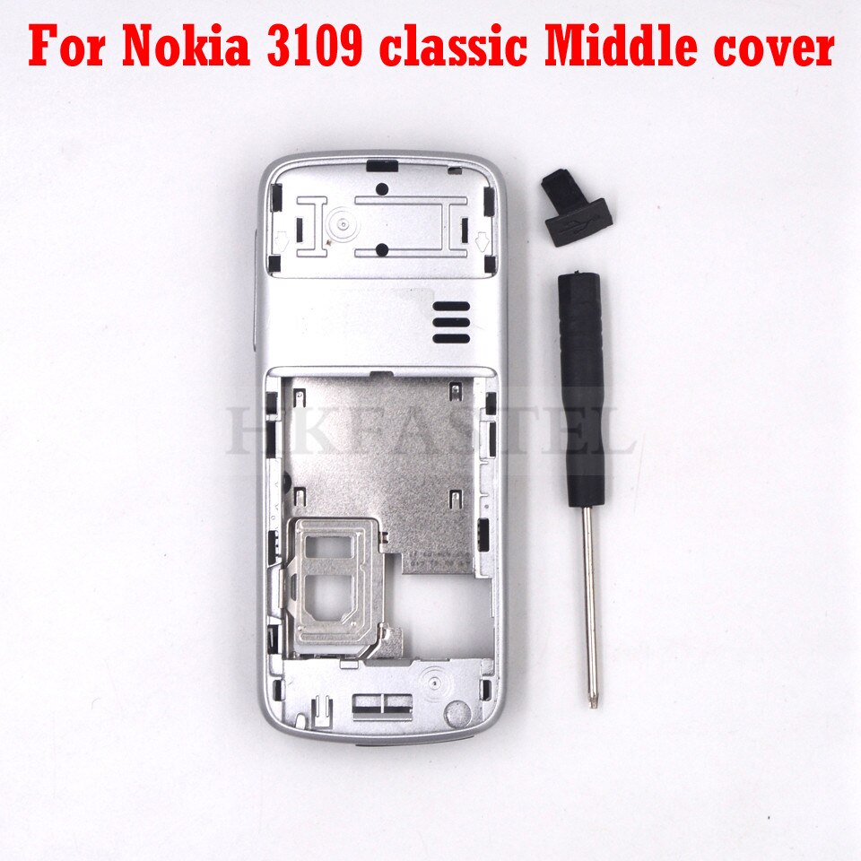HKFASTEL Cover For Nokia 3110c 3110 Classic 3109c 3109 Mobile Phone Full Housing with Keypad Case Tool: 3109C Middle