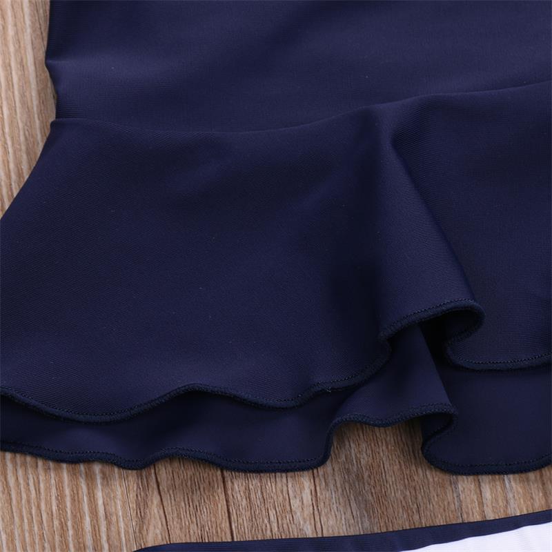 Bikini a rayas para niños y niñas, traje de baño de dos piezas con estampado de rayas, cintura alta,