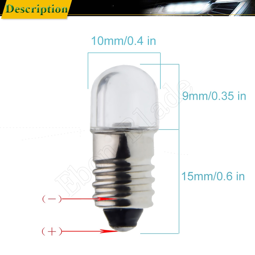 Green Blue Red Yellow White DC 6V 12V E10 1447 Screw LED Mes Screw LED Lamp Bulb
