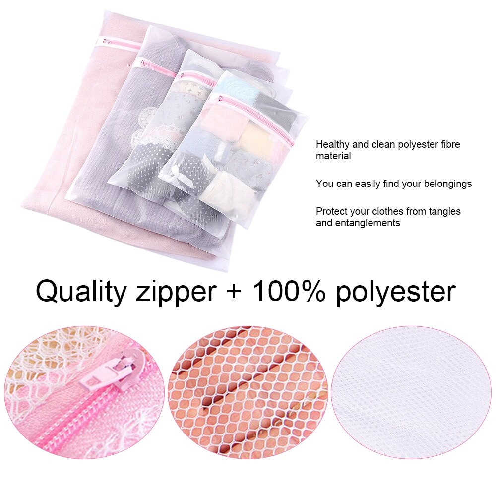 Zippered Mesh Laundry Wash Bags Foldable Thicken Delicates Lingerie Underwear Washing Machine Clothes Protection Net Bag