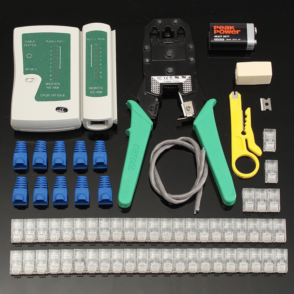 Cable Tester Kit Ethernet Cable Tester Kit Crimp Crimper Pliers RJ11 RJ12 RJ45 Connector Modular Plug Network Tool Set