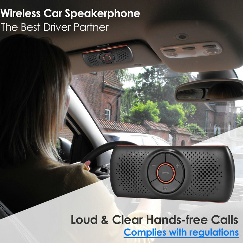 Car Bluetooth 4.2 Car Speakerphone Stereo Music Receiver Player Sound Enhanced Bass/Built-In Mic/Tf Card Player Aux Hands Free