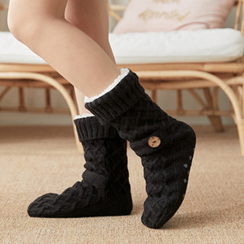 Winter Warm Women Men Socks Comfortable Cozy Fluffy Super Soft Anti Slip Thicken Floor Home Fleece-lined Christmas Warmer