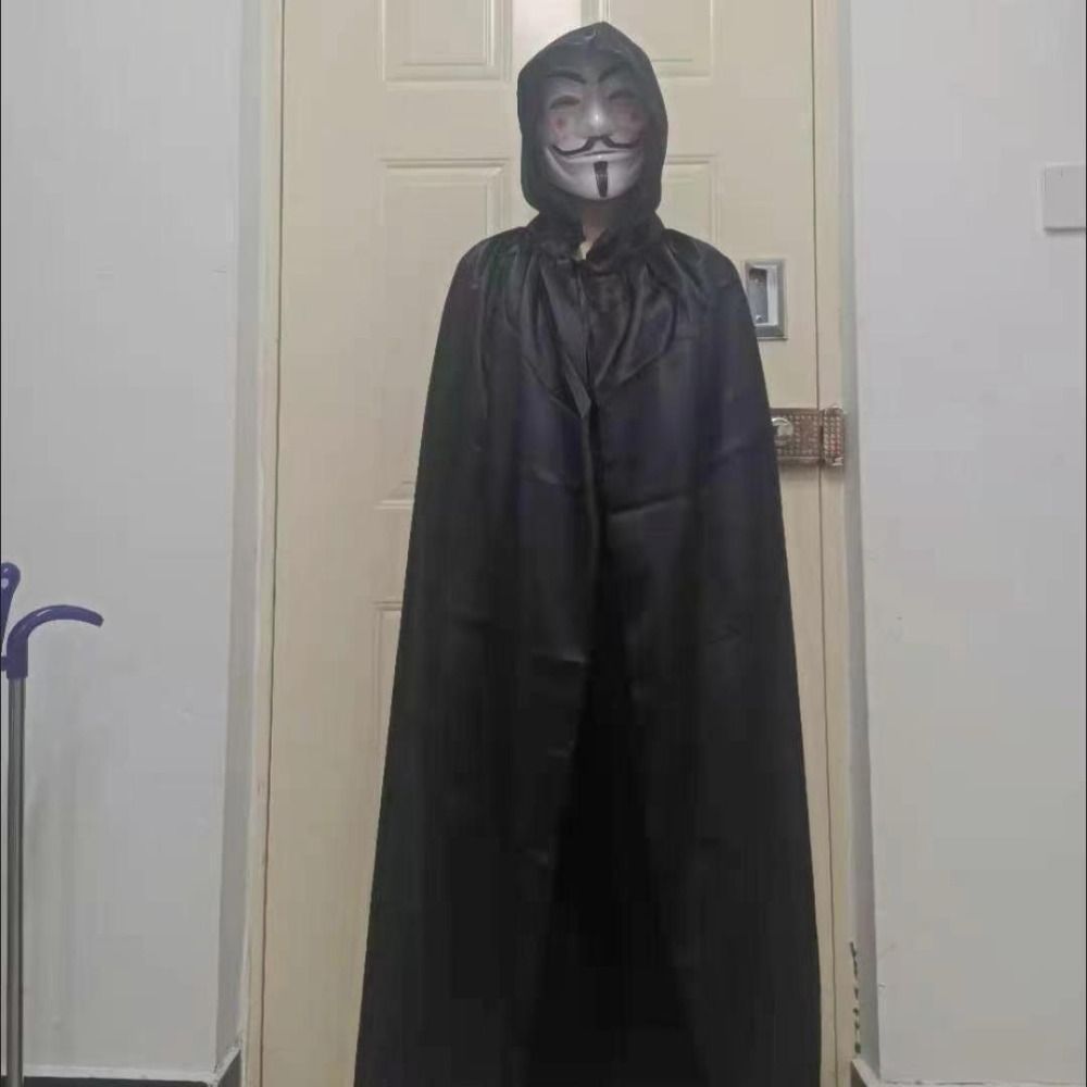 Reusable Solid Color Halloween Cloak with Big Hat Classic Grim Reaper Cloak Hooded Cape Mopping Costume Cosplay Cape Festivals