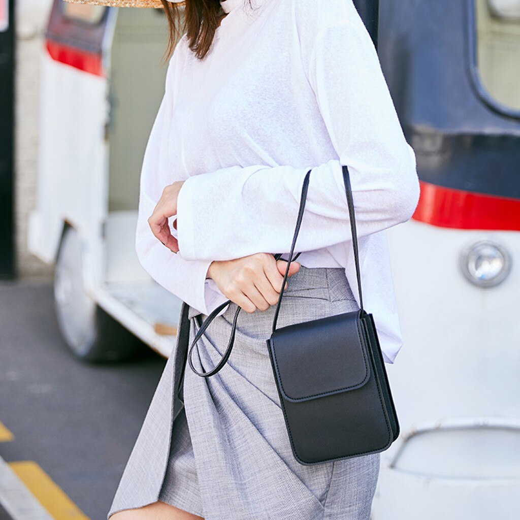 Kvinder farverig lille mobiltelefontaske pu skulder- og messenger tasker dame mini cross-body tasker firkantede tasker clutch #tip