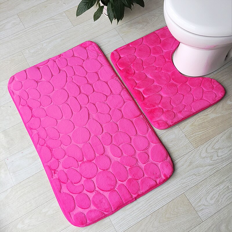 Zeegle Bathroom Mat Set Microfiber Carpet For Bathroom Toilet Lid Cover Bath Mat for Home Decoration Absorbent Bathroom Rugs Set: C-2pcs