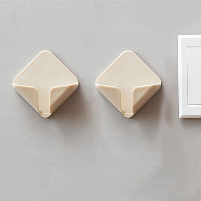 2pcs Multi-function Wall Storage Hooks Strong Adhesive Hook Power Plug Socket Hanger Stand Holder Wall Mounted Self Sticky Hook: coffee