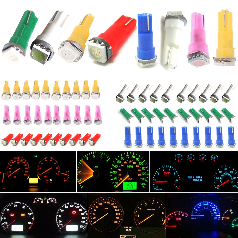 10pcs Car T5 73 37 17 58 Wedge Green 1-SMD Car LED Gauge Cluster Lights Speedometer Bulbs
