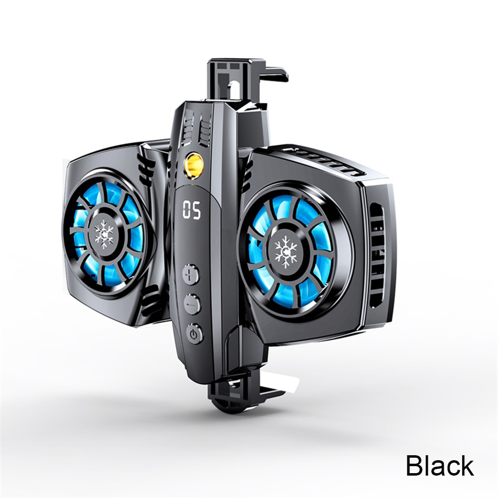 Digitale Display Mobiele Telefoon Halfgeleider Koeling Fan Game Esports Krachtige Radiator Gamepad Telefoon Koeler Systeem Gamer Koelers: Black