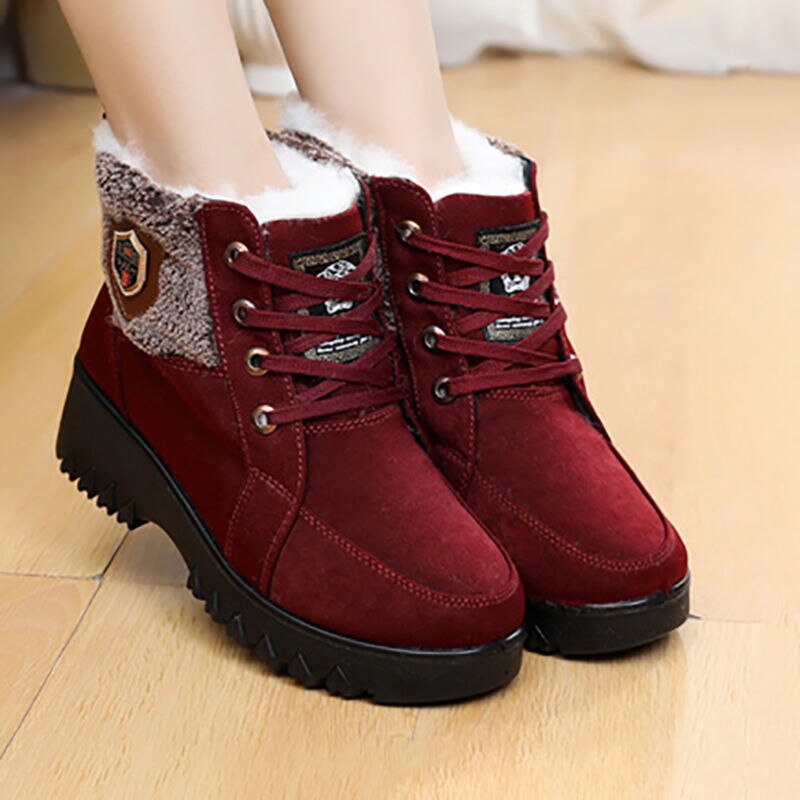 Bottes de neige confortables et imperméables à lacets pour femme, bottines de , mi-mollet, garde au , décontractées, pour l'hiver