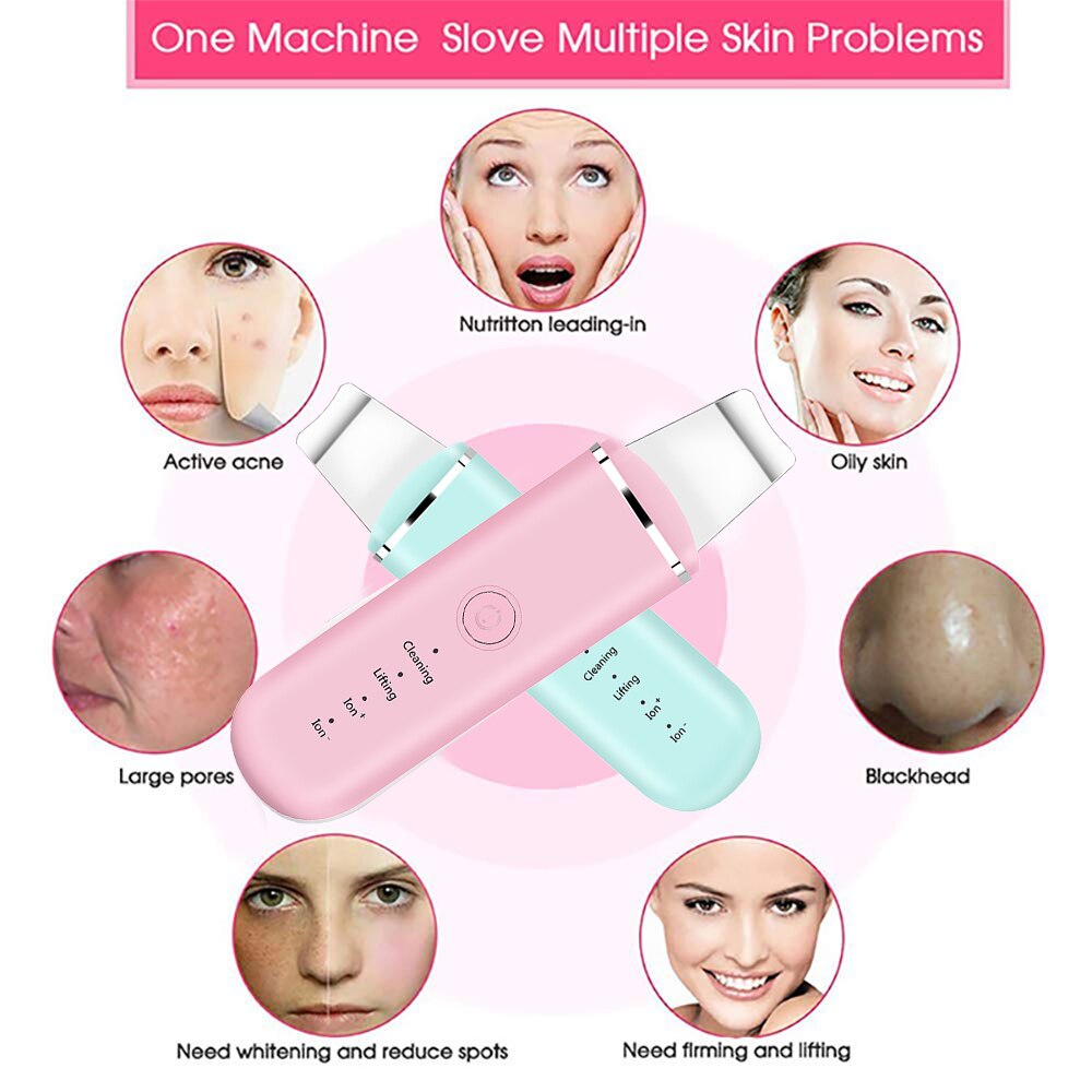 Ultrasonic Skin Scrubber Vibrating Face Blackhead Remover Facial Scrubber Peeling Facial Lifting Tool Facial Cleaner Brush