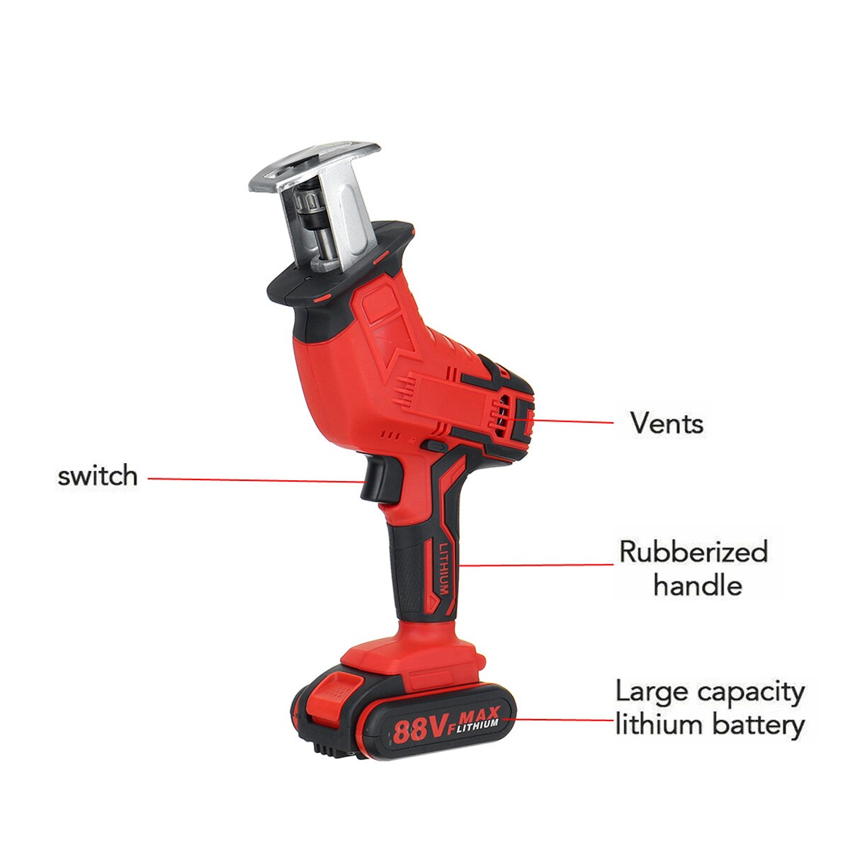 18V Cordless Reciprocating Saw Portable Electric Saw with 4 Blades Kit Metal Wood Cutting Machine for Makita 18V Battery