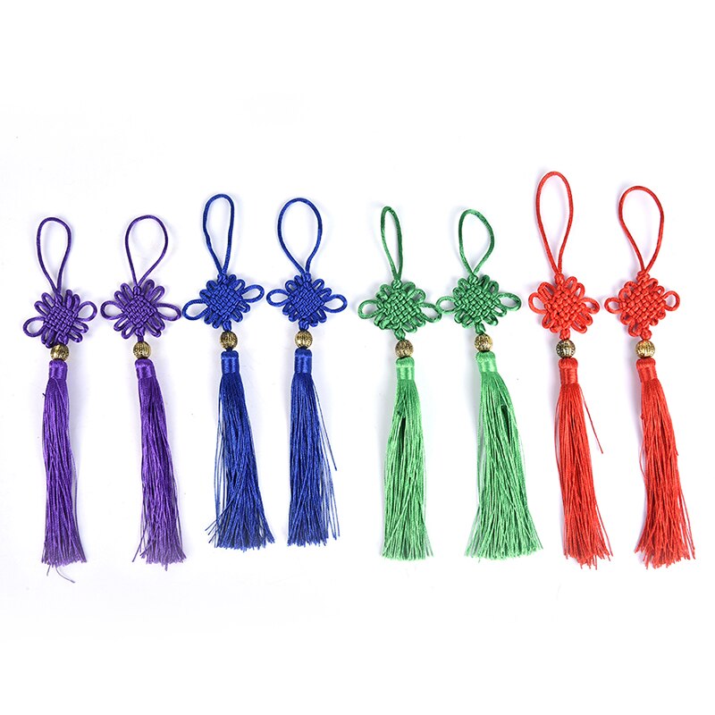 2PC Gold Beads Chinese Knot Tassel Home Textile Curtain Garment Sewing Macrame Decoration Pendant DIY Jewelry Accessories