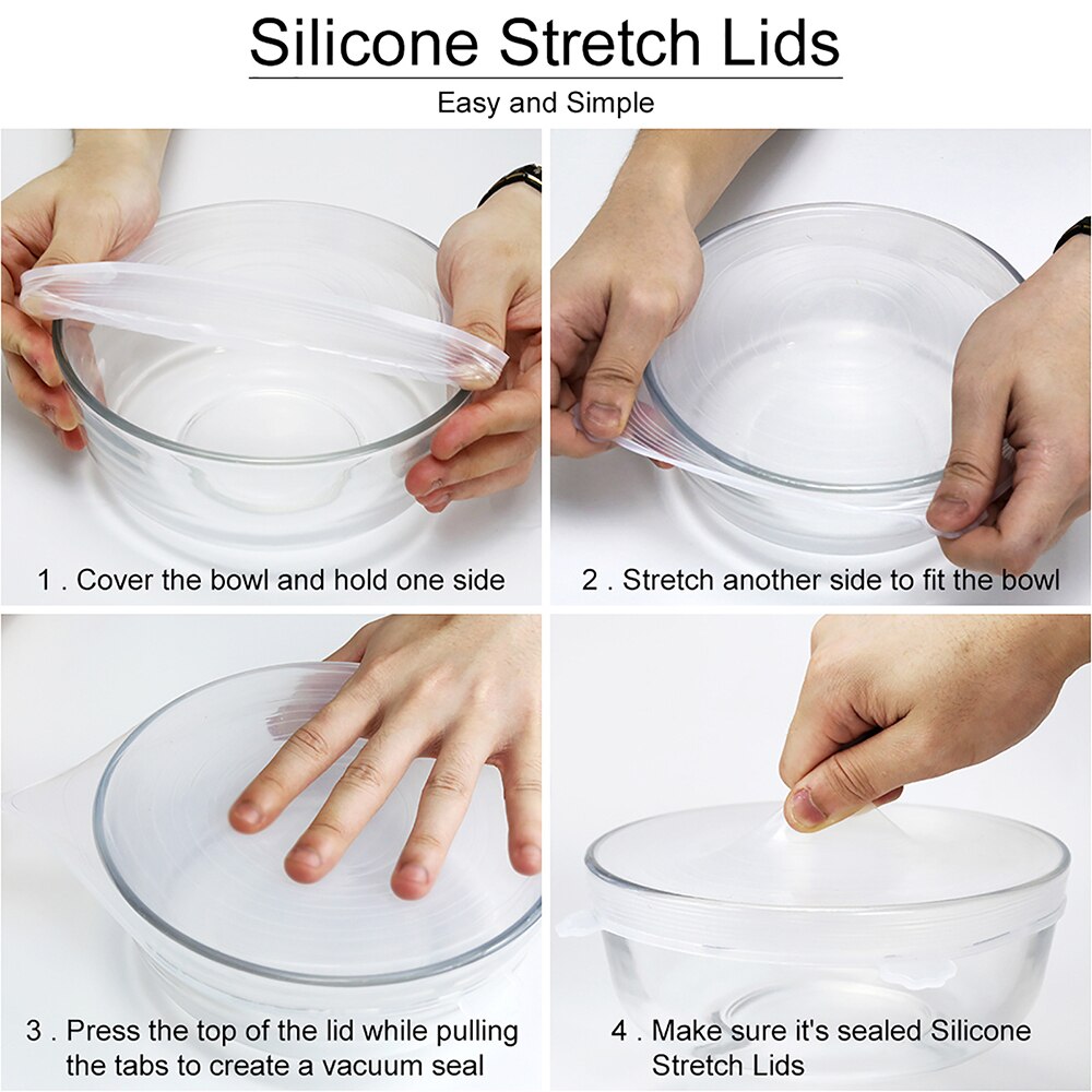 Food Silicone Cover Cap Universal Silicone Lids For Cookware Bowl Reusable Stretch Lids Food Wrap Bowl Kitchen Stoppers