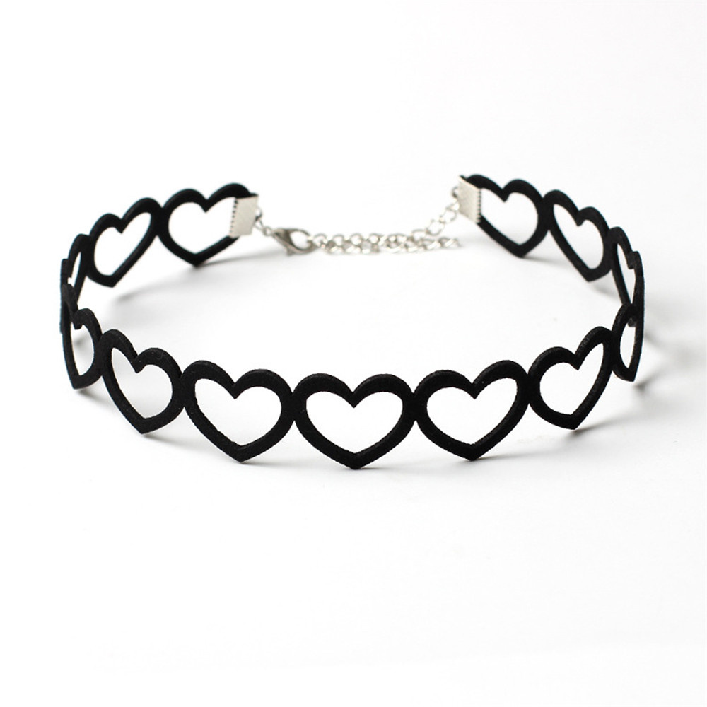 Zwart Kant Tattoo Choker Vintage Fluwelen Hollow Liefde Creatieve Ketting Vrouwen Sieraden Hals Decoratie Party Supply Voor Meisjes: Goud