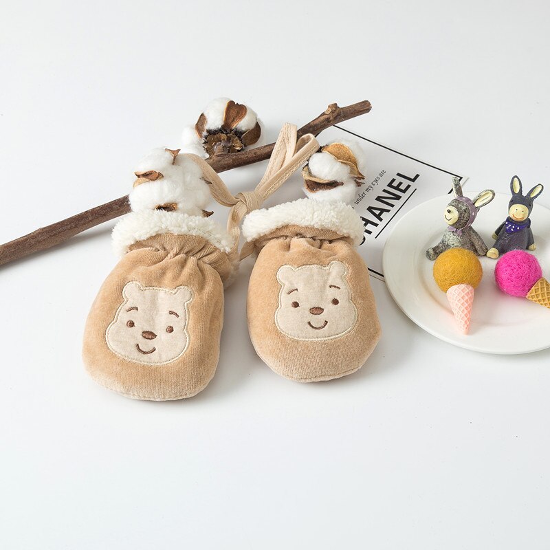Kinderen Mittens Winter Warm Plus Fleece Verdikking Handschoenen Voor 1-3 Jaar Oude Kinderen Opknoping Nek Wollen Handschoenen met String