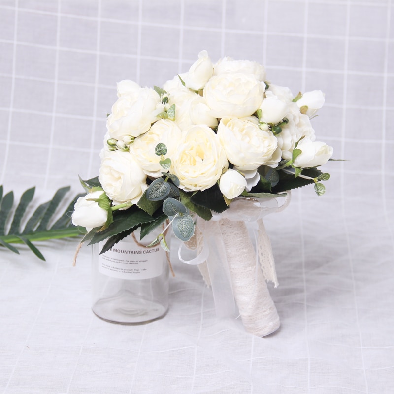 30cm pioner kunstig rose blomster bukett silke pion brud som holder blomster bryllup hjemmedekorasjon fest diy faux vår