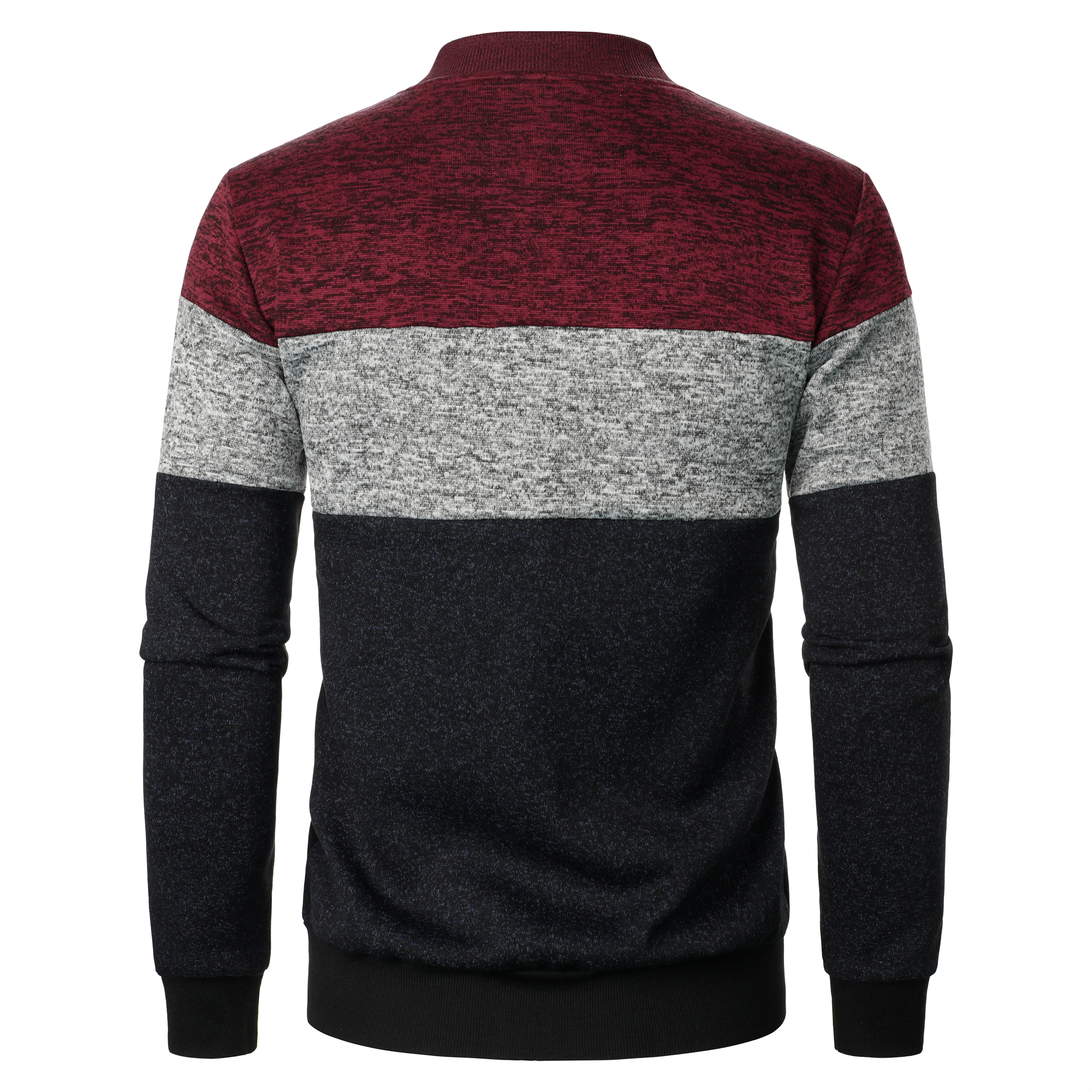 Haut en tricot à col montant pour hommes, rayé, fermeture éclair à carreaux, avec couleurs assorties à la , automne/hiver