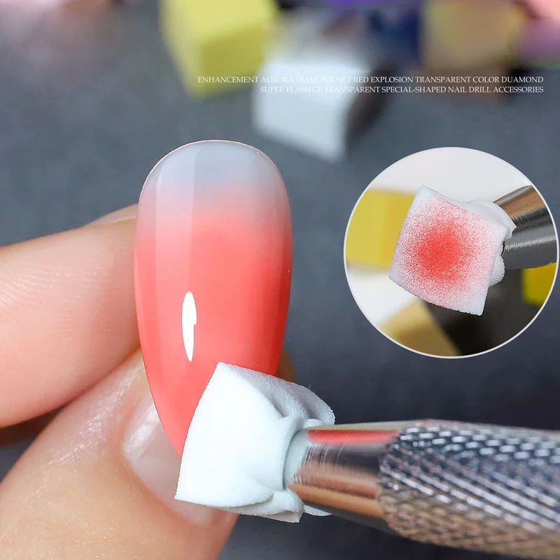 Esponja para decoración de uñas, herramientas de estampado degradado, esmalte de Gel, pincel degradado de Color, brillo en polvo, bolígrafo punteado, accesorios de manicura, 50/100 unidades