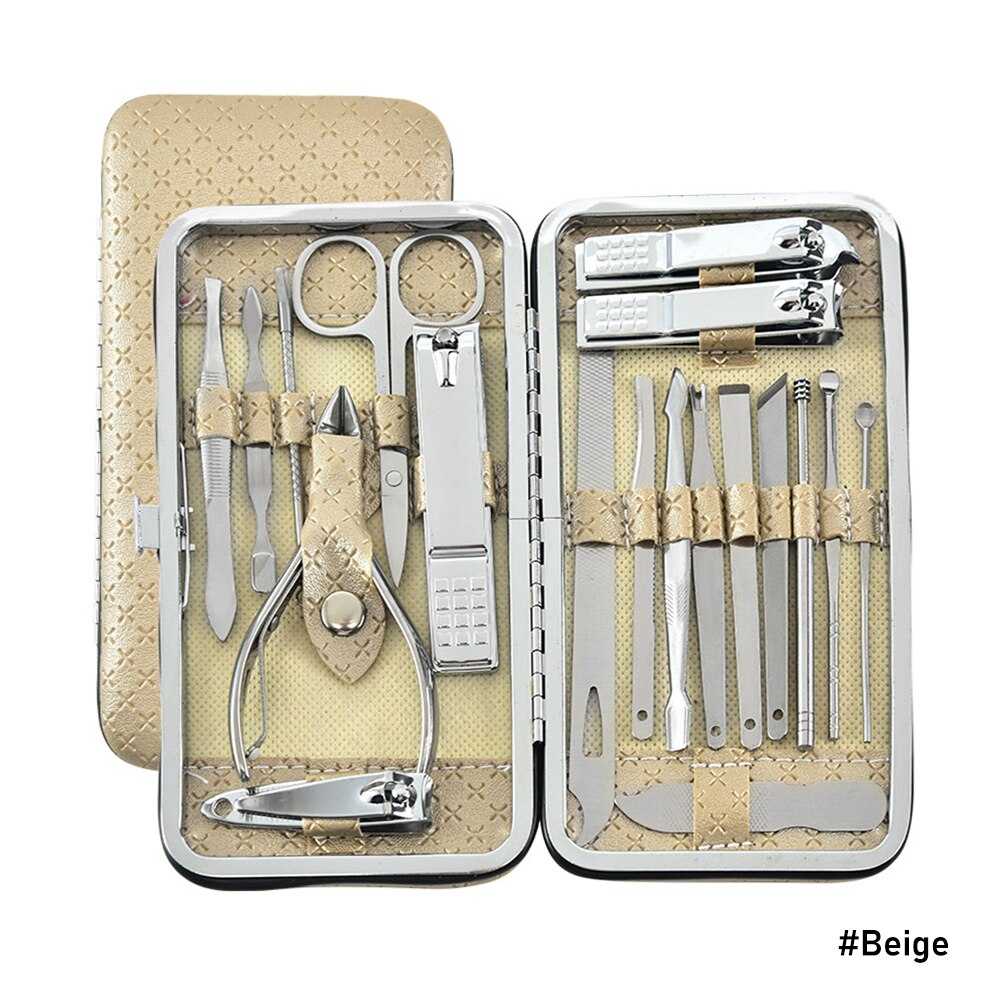 19 Stks/set Snoeien Nagelknipper Tang Set Enkele Nagel Groove Pedicure Ontsteking Dode Huid Clipper Tool Thuis Tool: Beige
