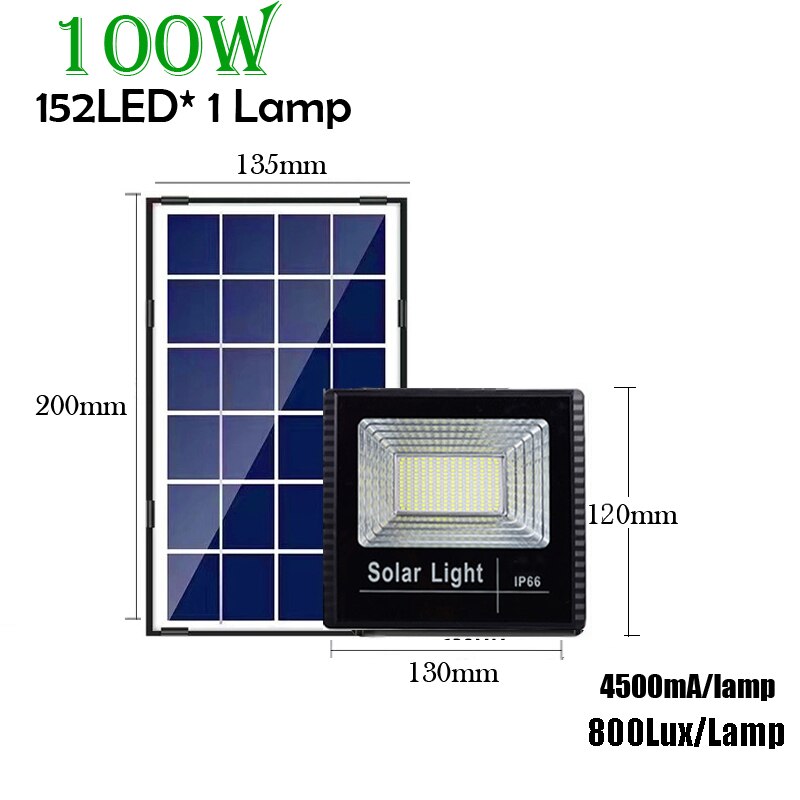100W Wit Licht Solar Licht Zonnepaneel Lamp Fram Huis Afstandsbediening Solar Outdoor Lamp Binnenplaats Buiten Verlichting