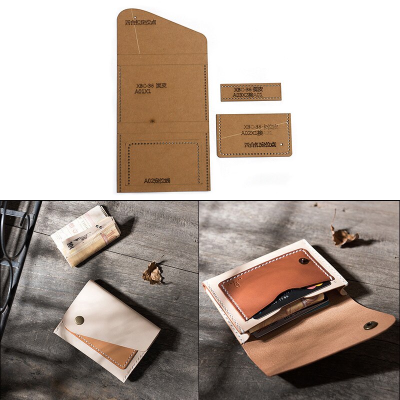 1Set DIY Kraft Paper Template Card package Business Card Case Wallet Leather Craft Pattern DIY Stencil Sewing Pattern
