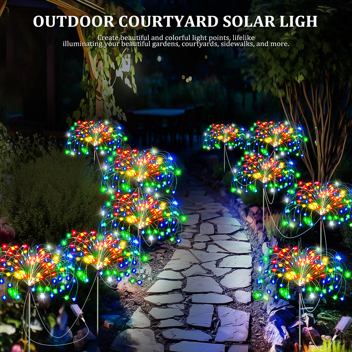 5 stuks 400 LEDS zonne-energie vuurwerk licht buiten zonne-licht waterdichte LED kerstverlichting 8 modi verlichting voor tuin gazon tuin