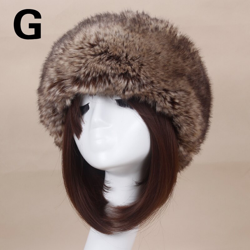 Man Women Fur Hats Tick Fuffy Warm Fox Fur Hat Headband Autumn Winter Russian Thick Hat: 9