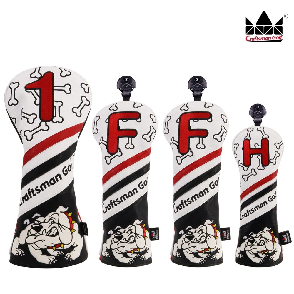 Craftsman Golf Wood Head Covers Headcover Bulldog Driver / Fairway / Hybrid Driver FW UT Headcovers Black