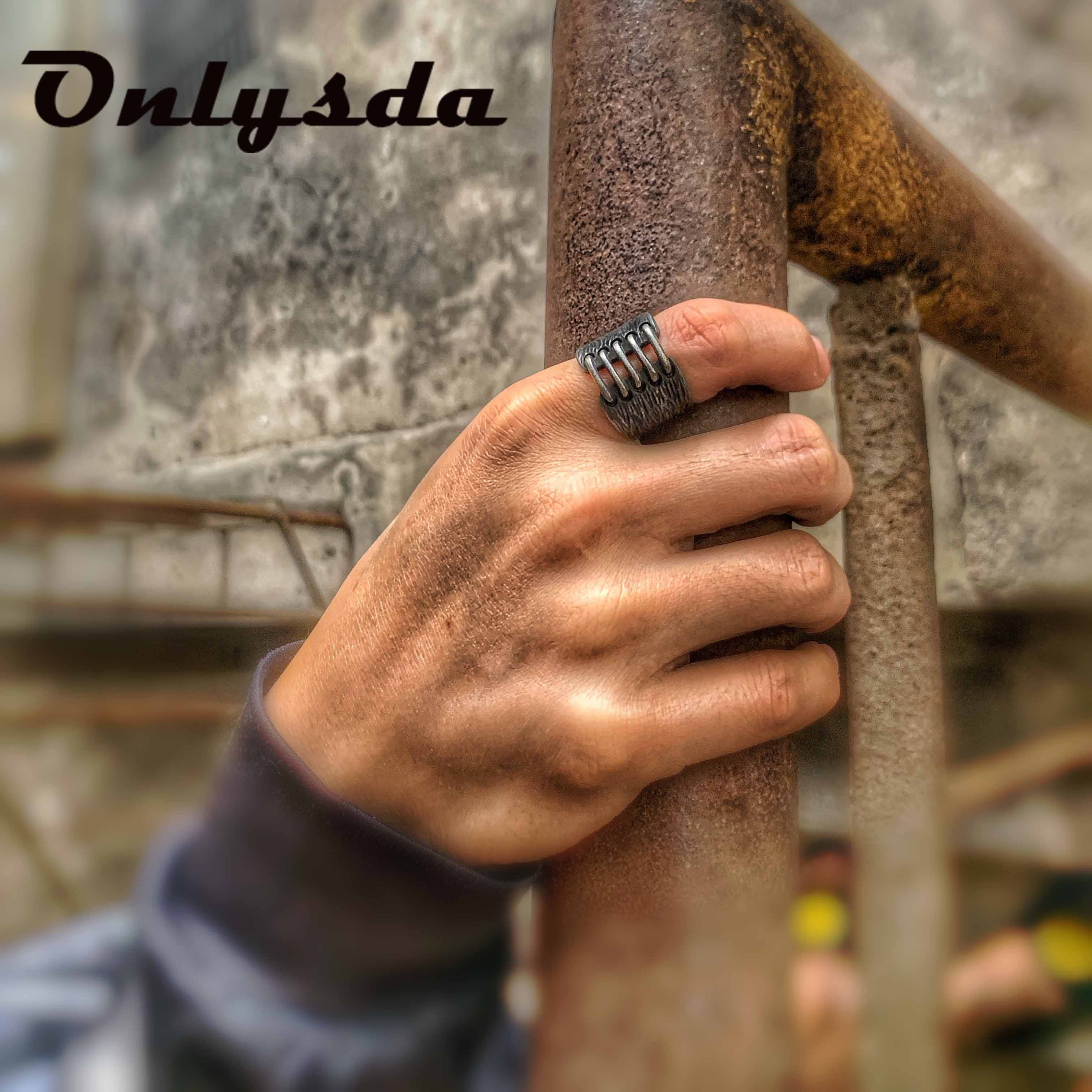 Stal nierdzewna wiking prosty pierścień klasyczny młotek retro biżuteria punkowa palec człowiek miłość prezent dla chłopaka anillos hurtownia OSR291