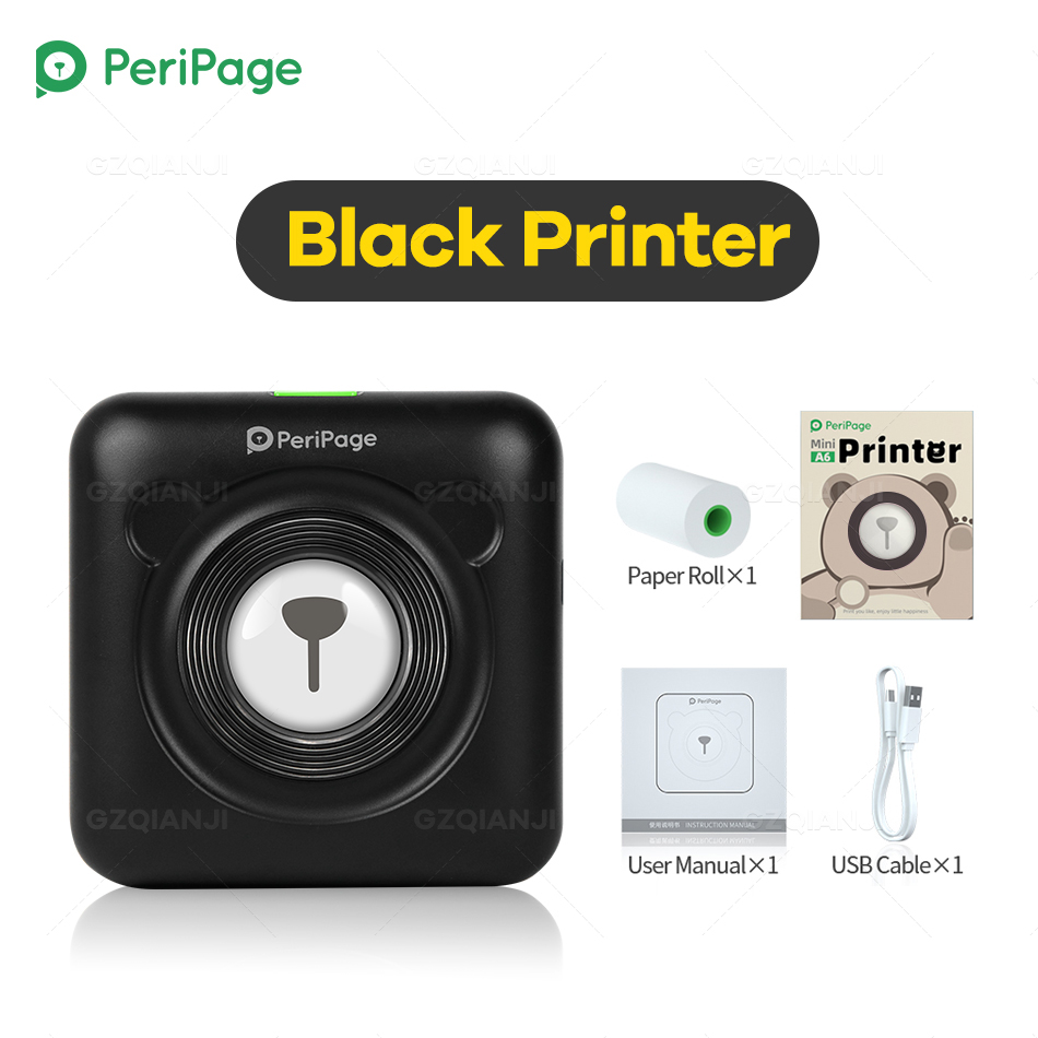 Mini Sticker Label Photo Printer Peripage A6 8 Soorten Van Kleur Foto Printer Bluetooth Draadloze Telefoon Drukmachine Printer: Black Printer